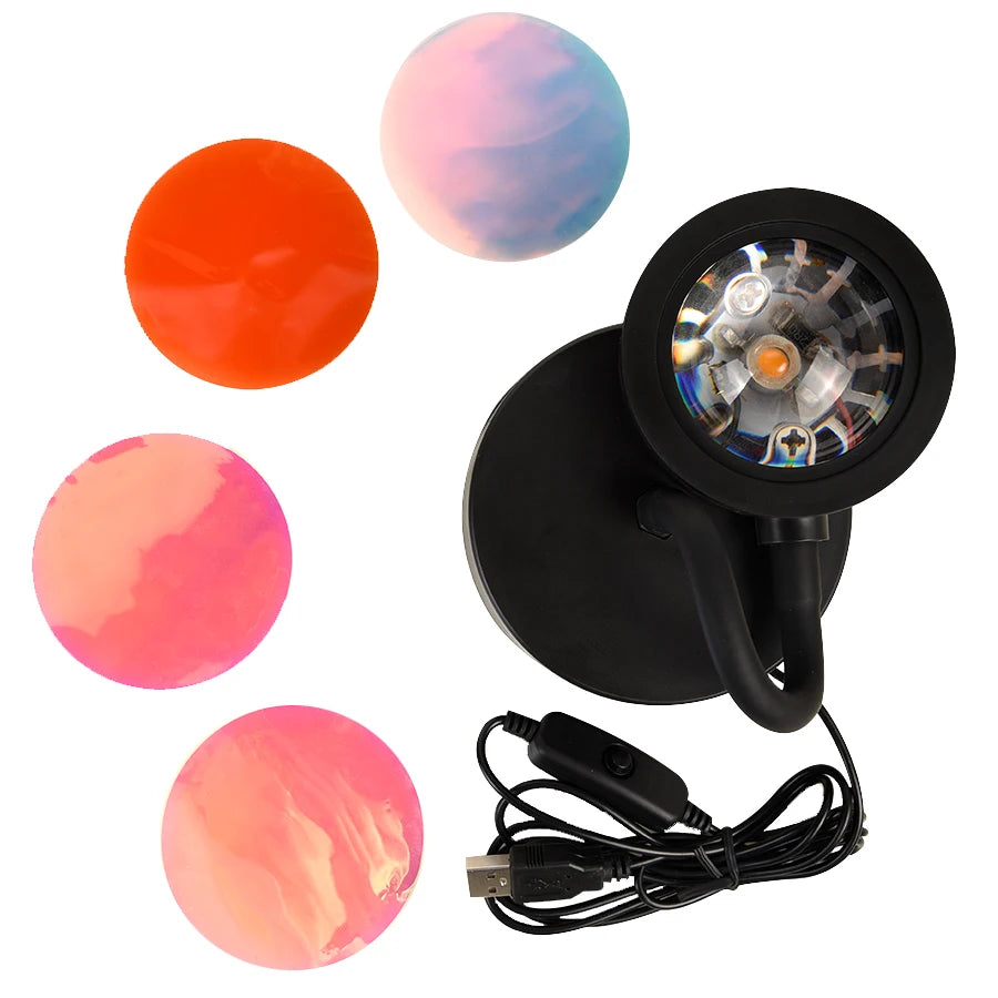 Sunset lamp available in rainbow and multi-color projector styles