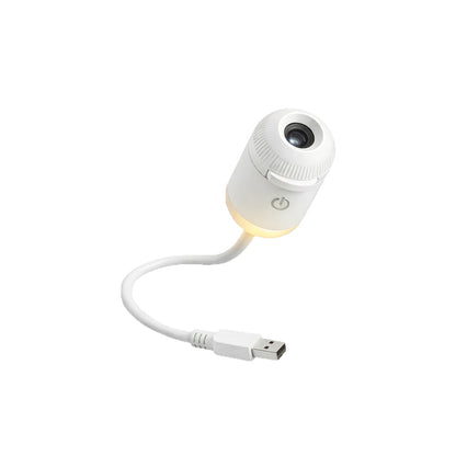 Starry sky projector lamp glowing in dark nursery room